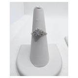 WHITE GOLD DIAMOND RING SIZE 7 .90 CT OLD CUT