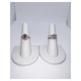 14K PURPLE CENTER STONE WITH FOUR DIAMOND