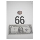 $1.00 BLUE NOTE 1957, 1878 SILVER DOLLAR