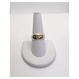 14K GOLD BAND W/ 4 SM. DIAMONDS CENTER SZ. 9 -