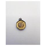 1871 COIN OCTAGON BEZEL 1/4 DOLLAR .30 DWT