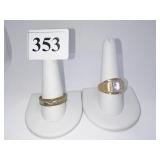 14K HGE RING W/ CENTER CLEAR STONE AND Z. 12 BAND