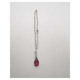 18K PEAR SHAPE PINK TOURMALINE AND DIAMOND