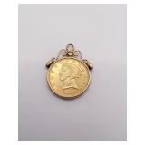 1885 S GOLD COIN W/ BEZEL 6.46 DWT