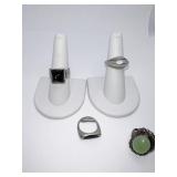 STERLING RINGS 4 BLACK OVER STONE SZ. 2 BECAUSE