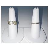 14KT RINGS WITH CENTER DIAMOND AND SIDE STONES