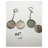 MASONIC COIN, SILVER DOLLARS W/ BEZELS 1921 S