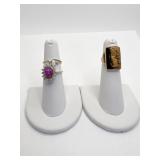 10K CARVED STONE WOMAN SZ. 4 3.04 DWT; (2) 14K