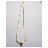 10K ITALY DIAMOND NECKLACE 16" WITH CENTER STONE