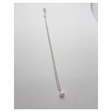 24" SILVER TONE CHAIN W/ WHITE BEAD