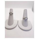 14K SETTING SZ. 4 & 8 IMITATION DIAMOND RINGS