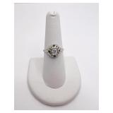 14K GOLD SZ. 7.5 CENTER DIAMOND AND SAPPHIRE