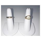 18K RINGS- ETCHED GOLD TOP AND TWO-TONE WEDDING