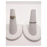 18K GOLD RINGS CENTER DIAMOND AND 2 TINY SIDE