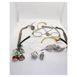 AUSTRIA FLOWER PIN R/GREEN; STERLING 3" GERMANY