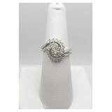 14K DIAMOND INTERLOCKING RING CENTER DIAMOND AND