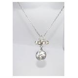 PENDANT NECKLACE 18" CHAIN UNMARKED AND CUSHION