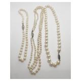 PEARL NECKLACES THREE TOTAL HAND KNOTTED ONE