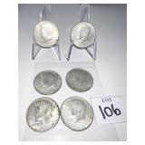KENNEDY HALF DOLLARS (6) 40% SILVER