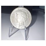 HICKORY TIE CLASP W/ 1925 PEACE DOLLAR