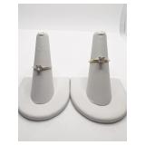 14K DIAMOND RINGS 1 CENTER STONE SZ. 6 & 7.5 -