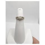 14K RING SZ. 4.5 - DIAMOND CENTER BANDS 2.40 DWT