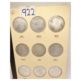 MORGAN SILVER DOLLARS 1880, -1882 - 9 TOTAL