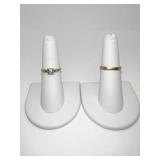 18K TWO RINGS CLEAR CENTER STONE VINTAGE SETTING,