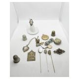 STERLING RING WITH SHELL CENTER, SAFETY PENDANT,