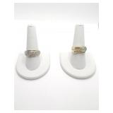 14K YELLOW AND WHITE GOLD RING WITH 4 SMALL