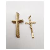 2" GOLD TONE CROSS AND CROSS PENDANT BOTH