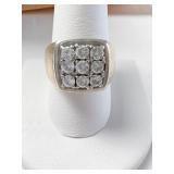 10KT RING -NINE DIAMONDS - 7.7 DWT