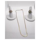 14K COCKTAIL RINGS DIAMOND & EMERALD AND DIAMOND