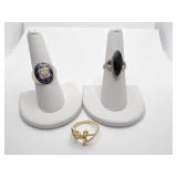 RINGS STERLING W/ OVAL BLACK CENTER STONE SZ. 7,