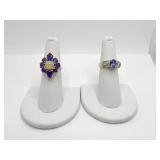 RINGS ONE 925 W/ PURPLE COLOR STONES SURROUNDING
