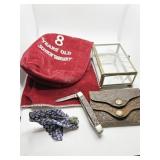 ETCHED TRINKED BOX, 2 HAT PINS POCKET KNIFE