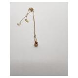 14K GOLD FINE CHAIN W/ GARNET STONE .49 DWT