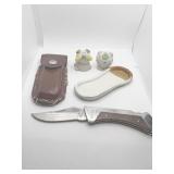 SALT/PEPPER, KNIFE AND TRAY