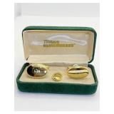 MONOGRAMED CUFF LINKS AND TIE TACK