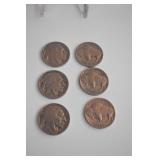 6 BUFFALO NICKELS 1936 D, 1937, 1935 S, 1930,