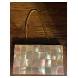 MOTHER OF PEARL WRISTLET COSMETIC CASE