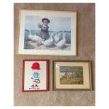 3 PIECES OF WALL ART, HAND EMBROIDERED TENNIS