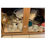 ASSORTED BAKING DISHES, MUGS, CHOPPERS AND PRESTO