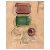 GREEN AND PINK PYREX BAKING DISH, LARGE MIXING