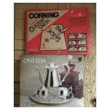 ONEIDA 4 PC COFFEE SERVING SET AND CORNING