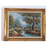 FRAMED ORIGINAL ART COTTAGE SCENE, SIGNED BOTTOM