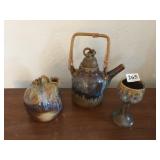 BEAUTIFUL POTTERY TEA POT, CHALACE AND JUG