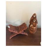 WOOD BIBLE STAND AND COMPOSITE HOLY FAMILY 14"