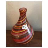 12" SWIRL CASED ART GLASS VASE