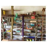 CONTENTS OF ENTIRE WALL SHELVING UNIT, INCLUDES,